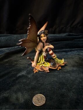 Whimsical Fairy Figurine in Olive Green and Brown  Amy Brown Inspired